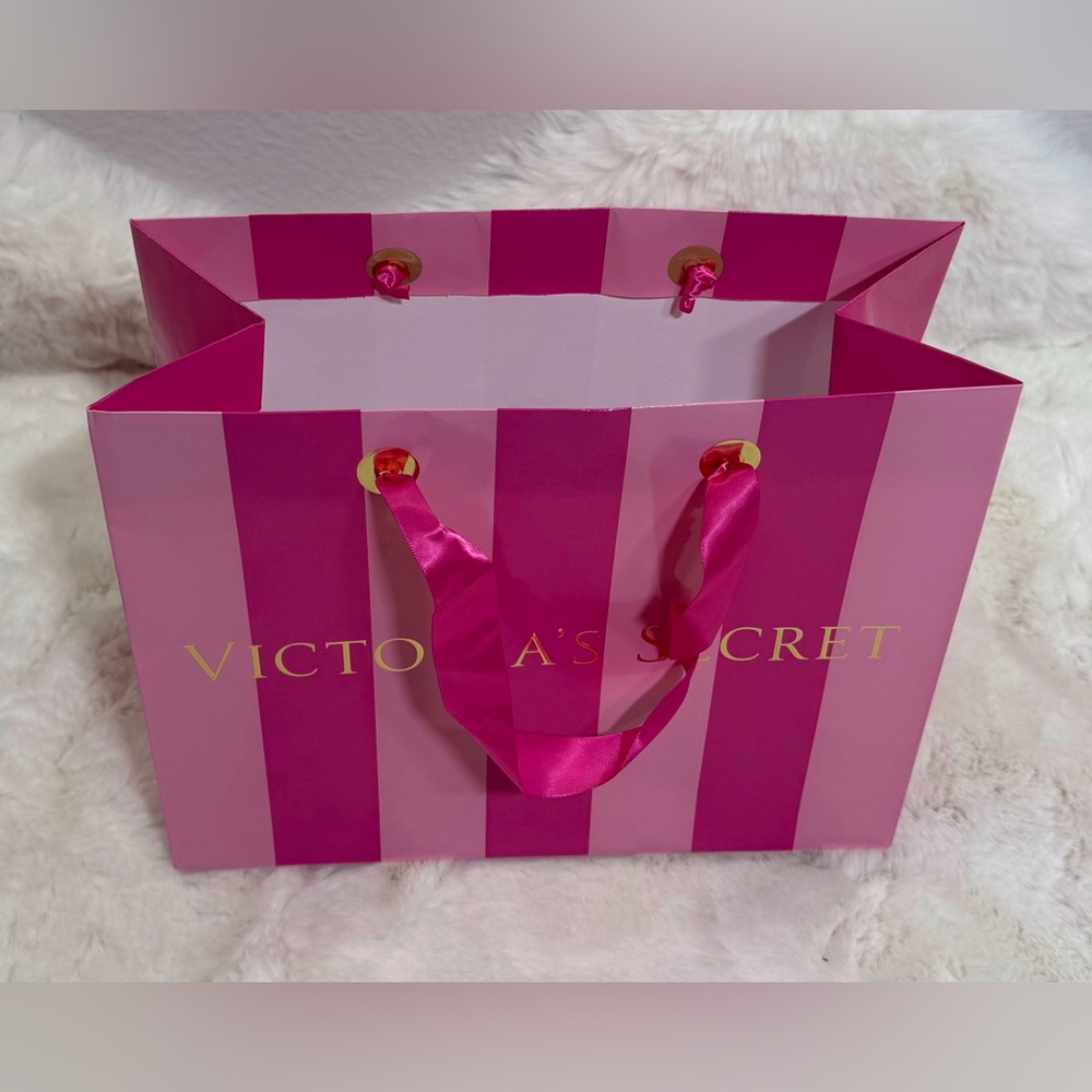 Victoria's Secret Pink Striped Medium Gift Shopping Bag